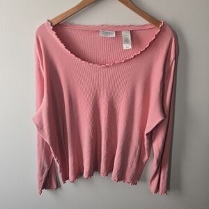 Liz Claiborne Villager Pink Ribbed Top